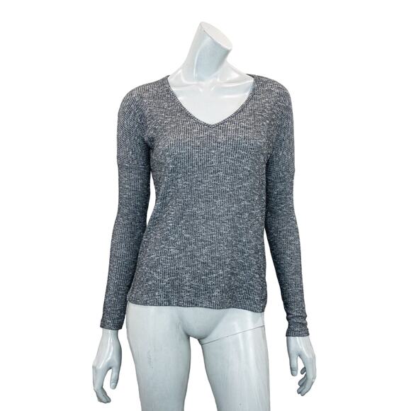 Rag & Bone Women's scoop Vneck Pullover in gray ribbed size XS - Picture 1 of 9